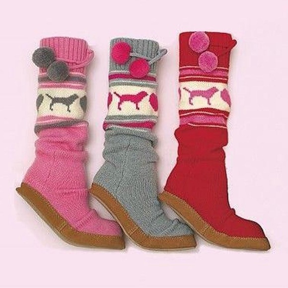 VICTORIA’S SECRET Wool Pink tall knit Mukluk Slipper Boot socks S - Picture 6 of 6
